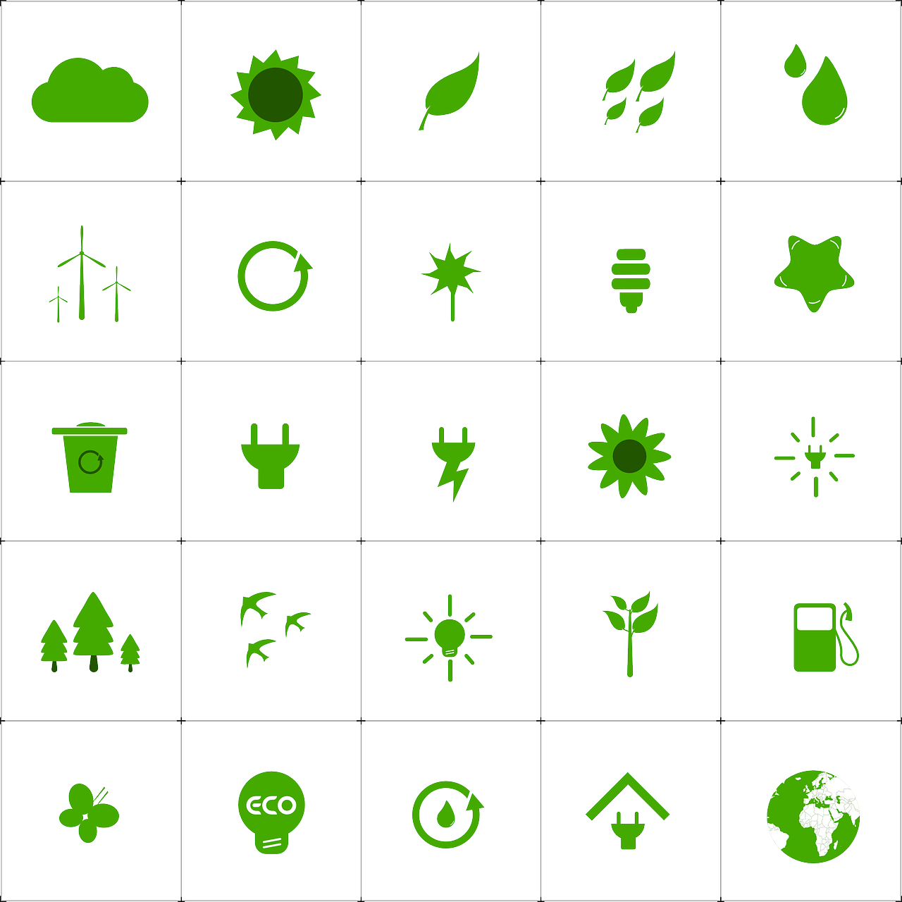 Forest, Green Living Ecology Environment Icons Set (1280x1280), Png Download
