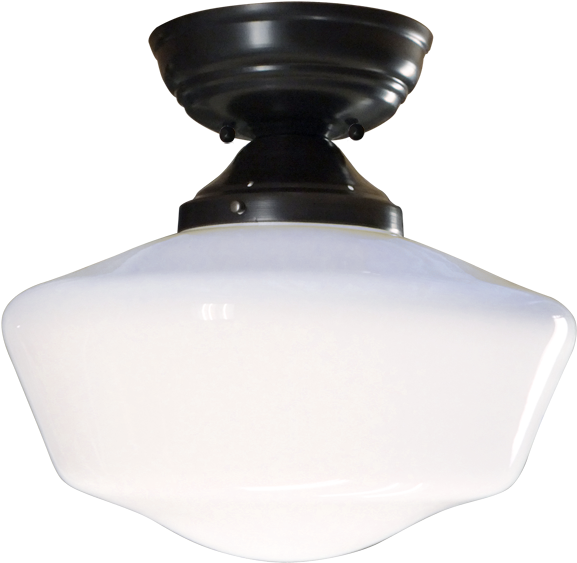 Milk Glass Schoolhouse Lighting 16" Direct Ceiling (576x576), Png Download