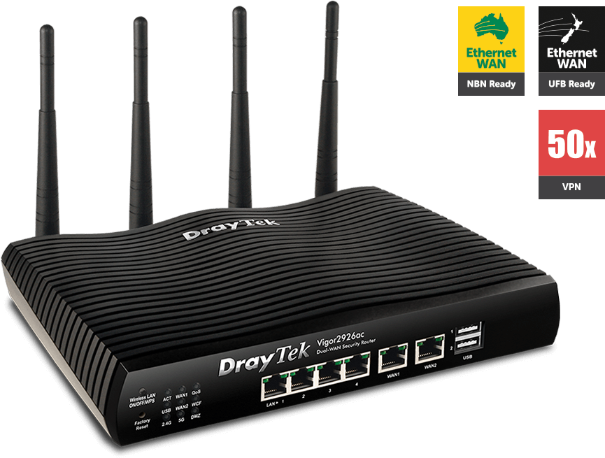 Draytek Vigor 2926ac Dual Wan Gigabit Broadband Router (1024x720), Png Download