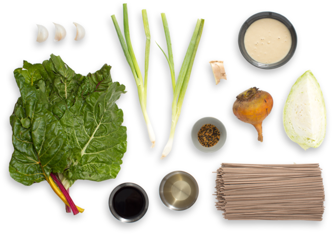 Ponzu-tahini Soba Noodle Salad With Yellow Beet, Cabbage (700x477), Png Download