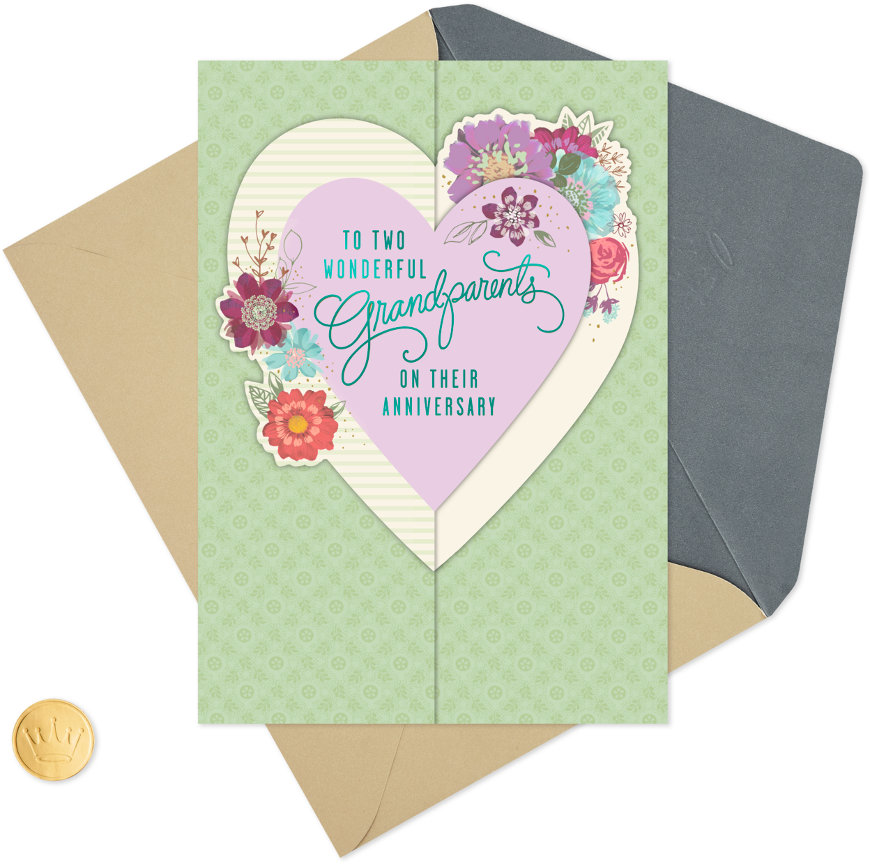 Two Wonderful Grandparents Anniversary Card - Greeting Card (1470x1470), Png Download