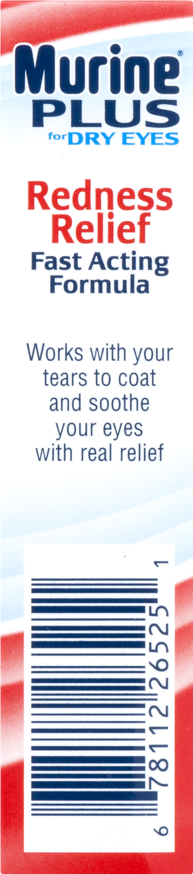 Murine Plus For Dry Eyes Lubricant Redness Relief Eye - Label (1800x1800), Png Download