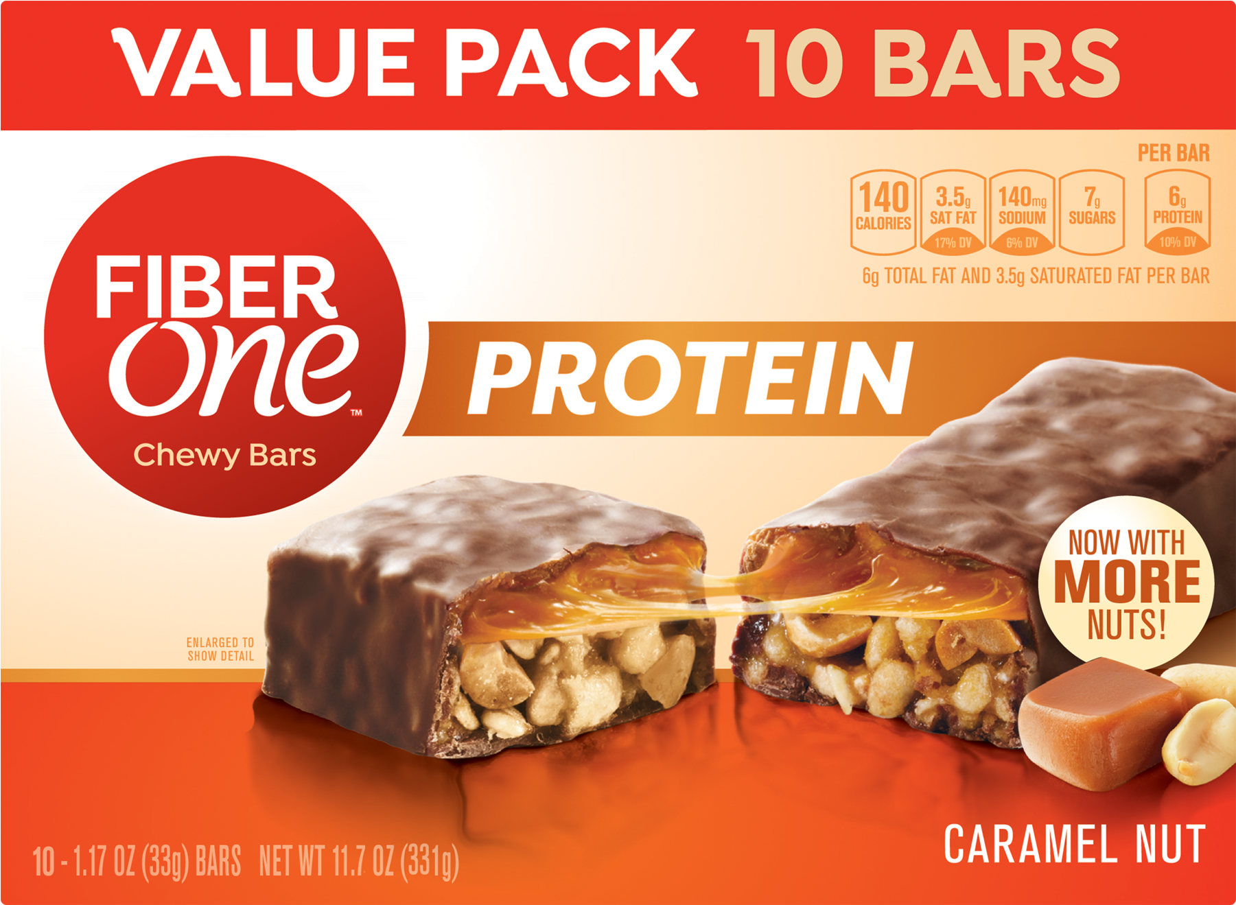 Fiber One Protein Bar Caramel Nut Chewy Bars 10 Fiber - Fiber One Protein Bars (1800x1800), Png Download