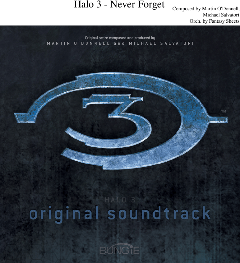 Never Forget Sheet Music For Piano, French Horn, Timpani, - Halo 3 Finish The Fight (850x1100), Png Download