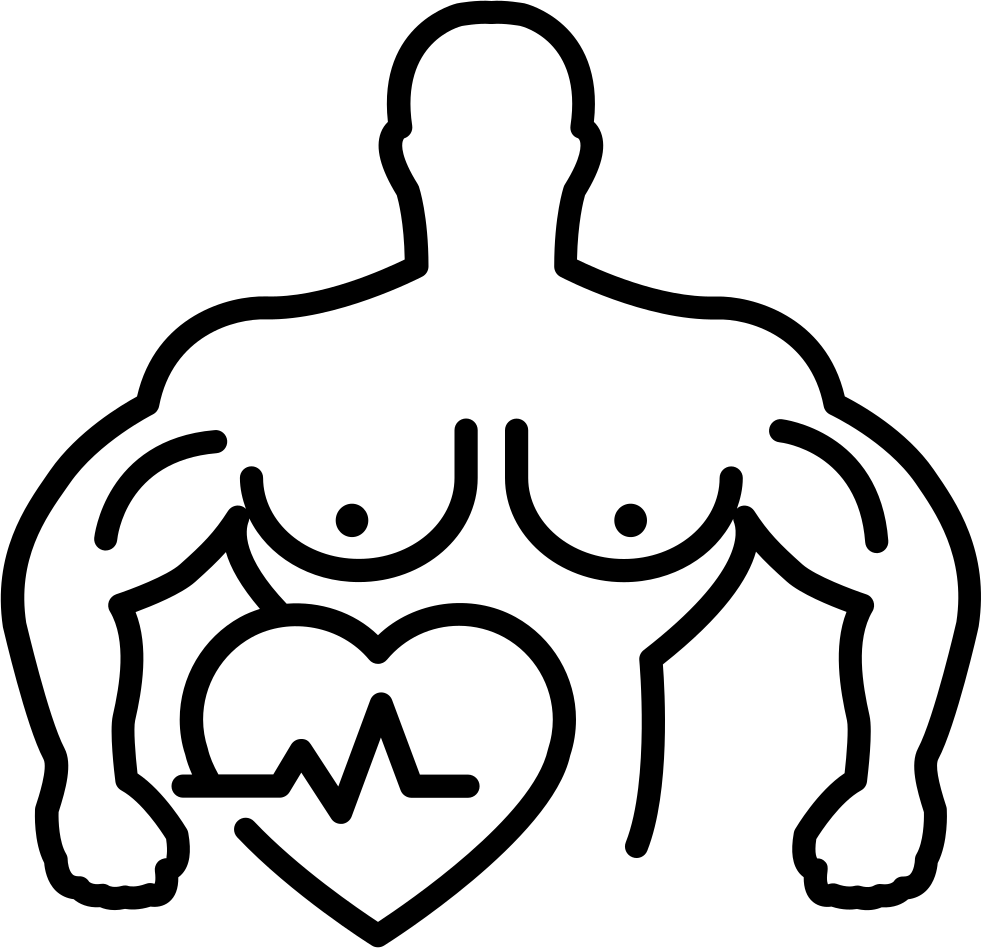 Muscular Male Outline With Heart And Lifeline Comments - Musculoso Dibujo Png (981x948), Png Download