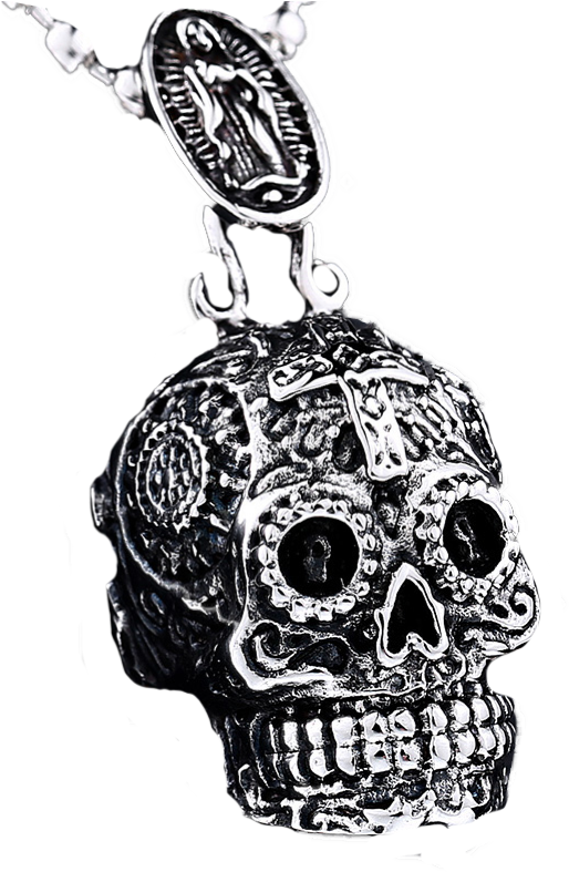 Everything Man Store Detailed Skull Necklace - Tête De Mort Colier Argent (1000x1001), Png Download