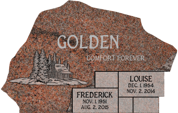 Golden Upright - Royal Mahogany Granite Tombstone (600x575), Png Download
