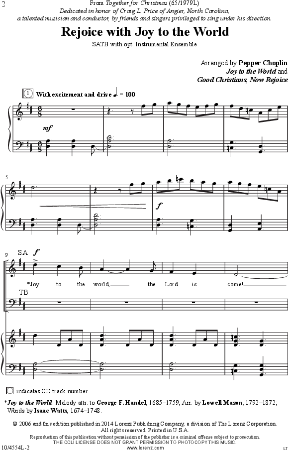 Rejoice With Joy To The World Thumbnail - City Of Stars Pdf (672x984), Png Download