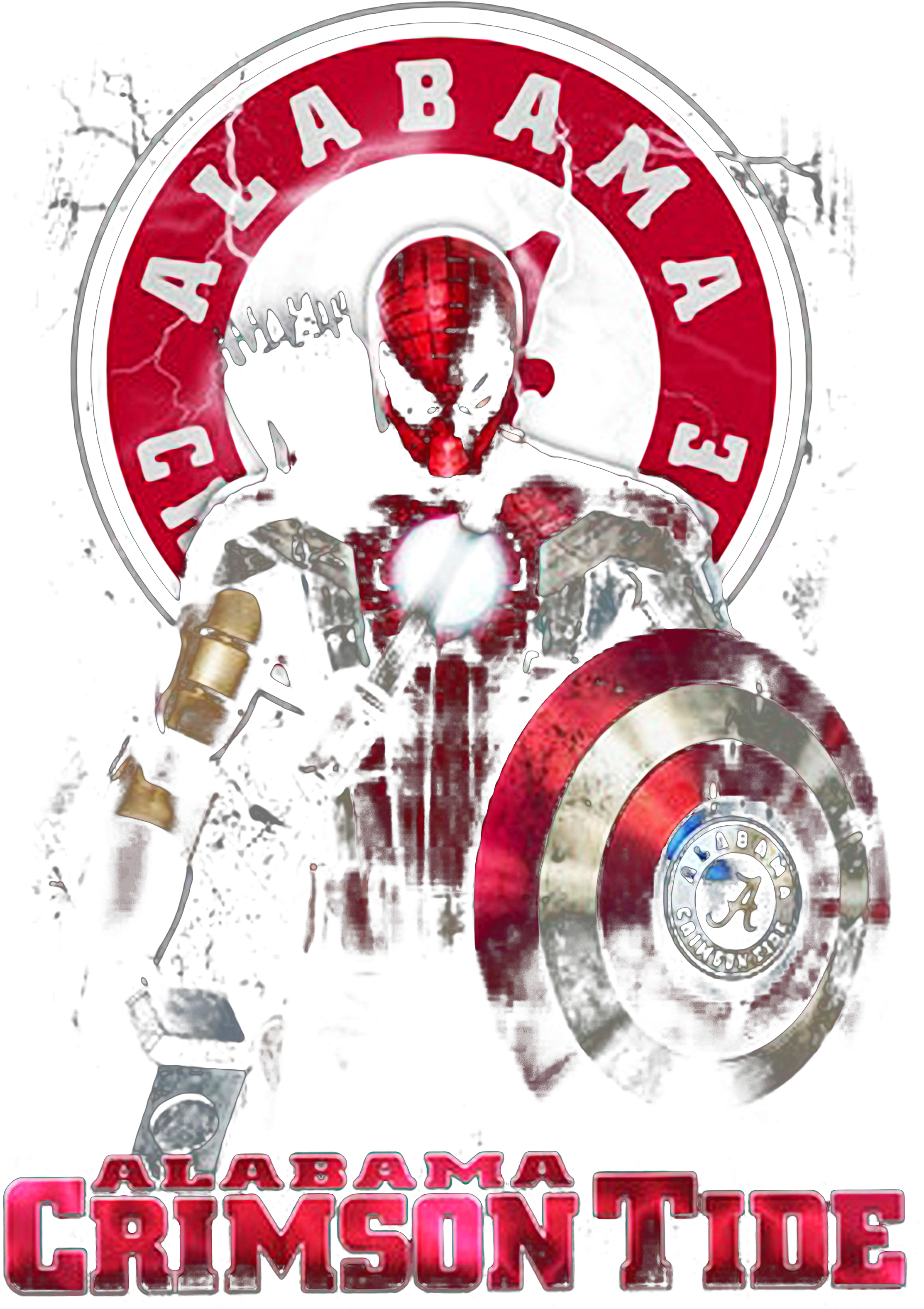 Captain Deadpool Spiderman Alabama Crimson Tide Shirt, - Alabama Crimson Tide (2400x3200), Png Download