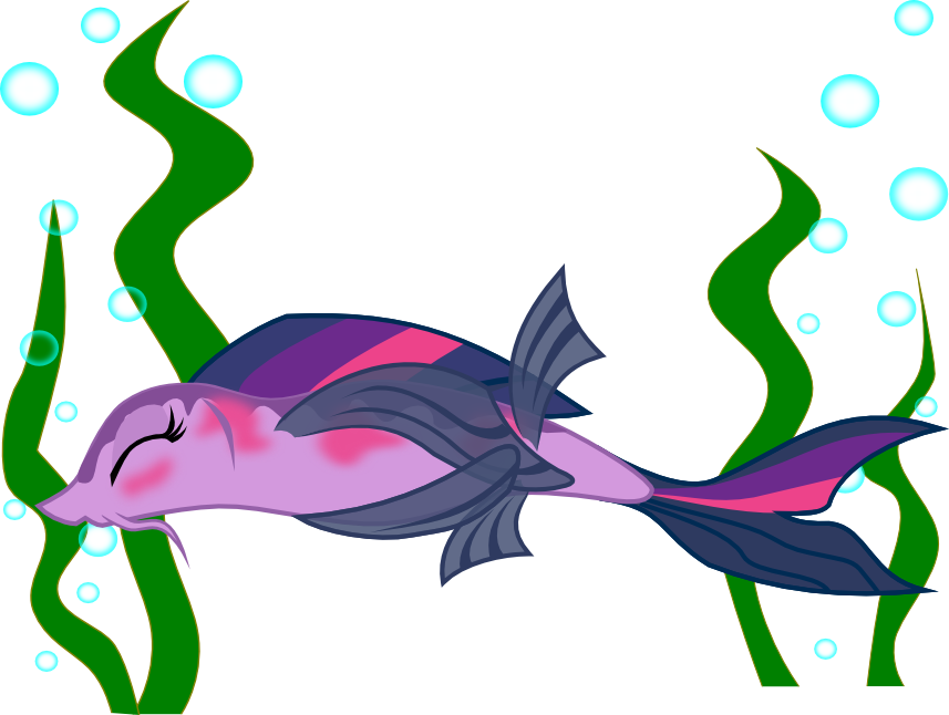 Skrysal, Blushing, Bubble, Covering, Eyes Closed - Twilight Sparkle Fish (857x646), Png Download