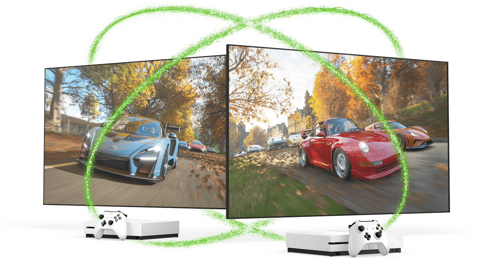 Two Television Screens Displaying Forza Horizon 4, - Toyota Mr2 (1600x872), Png Download