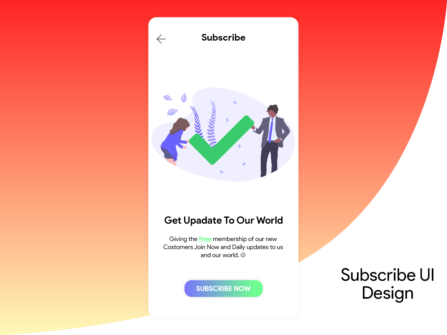 Subcribe For Dribble Subscribe Form App Design Ui Ux - Graphic Design (1440x1080), Png Download