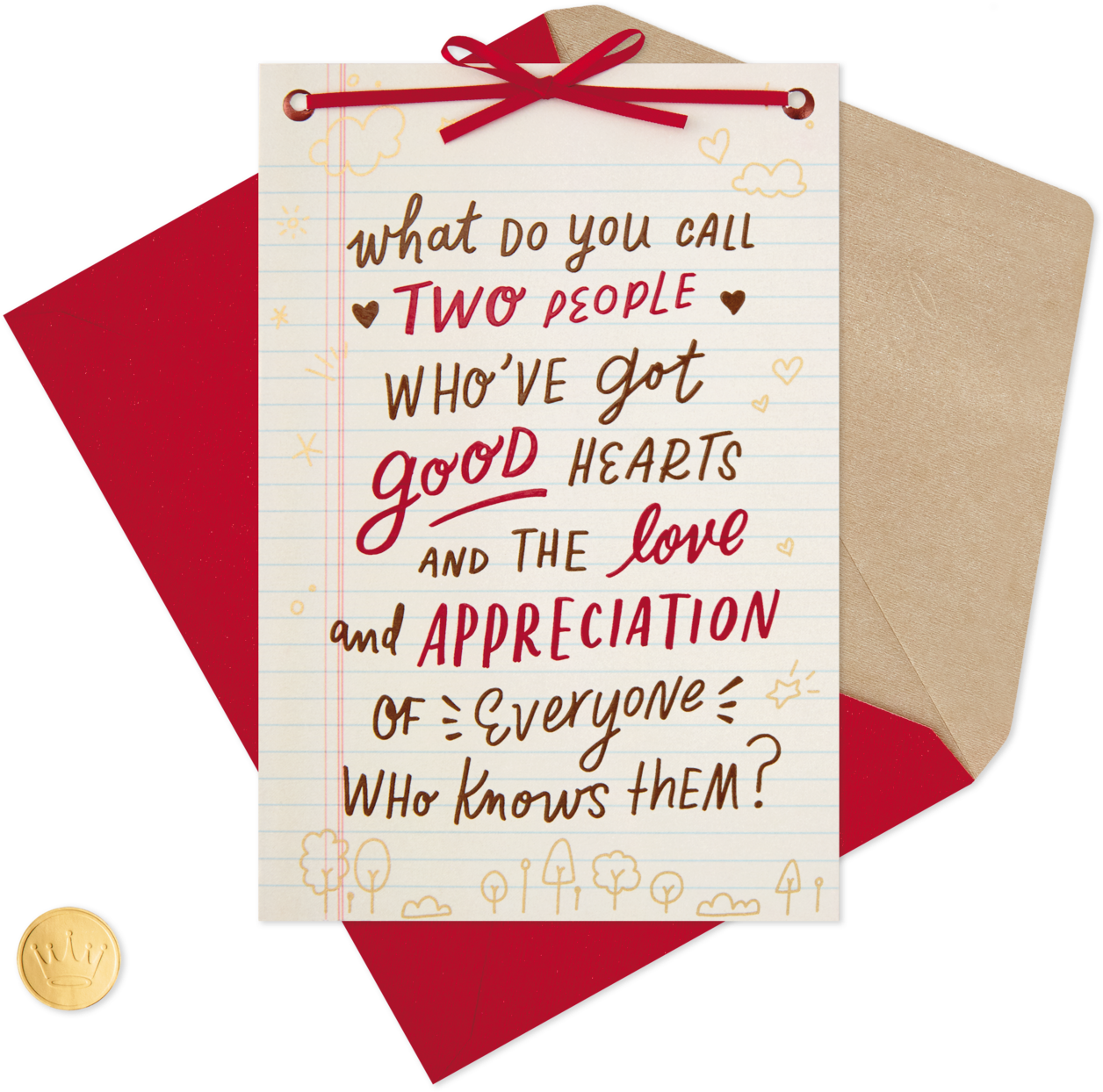 Two People With Good Hearts Valentine's Day Card For - Paper (1470x1470), Png Download