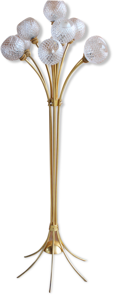 Italian Lamppost 10 Lights Golden Crystal Balls - Lamp (475x1234), Png Download