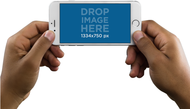 Black Man Holding Iphone With Both Hands Over Png Background - Foursquare Check In Here (640x480), Png Download