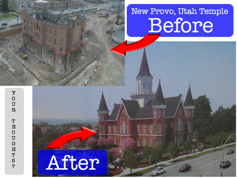 New Provo Utah Lds Temple Before And After Pictures - Mormon Temple In Provo Utah (800x600), Png Download