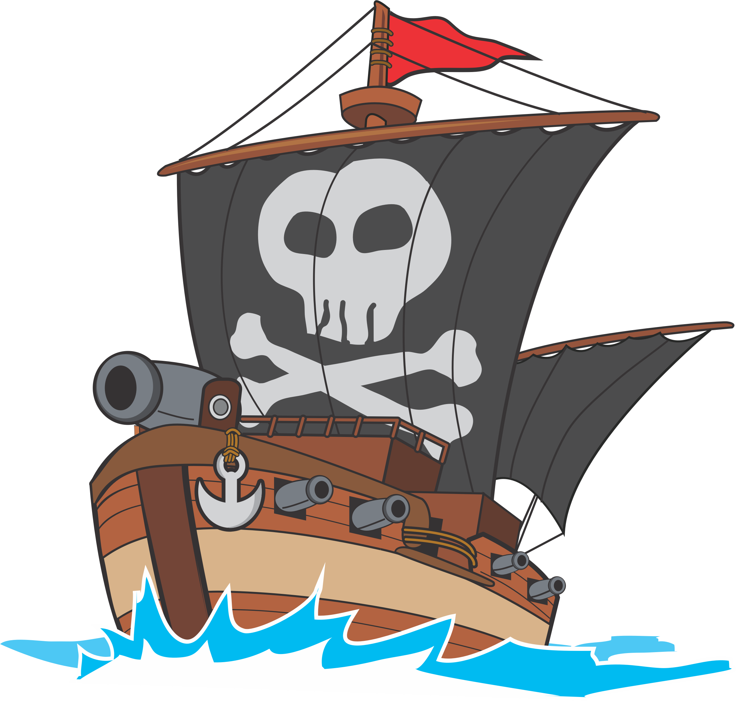 Big Image - Pirate Ship Drawing Png (2350x2238), Png Download