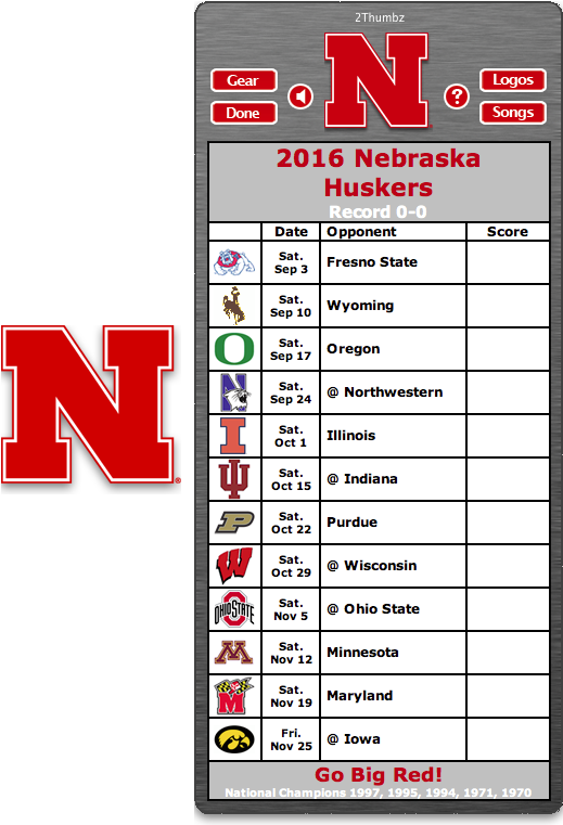 Get Your 2016 Nebraska Huskers Football Schedule App - Printable Nebraska Football Schedule 2016 (526x760), Png Download