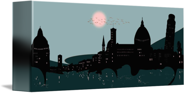"pisa Italy Night Reflection With Birds" Combining - Mosque (650x325), Png Download