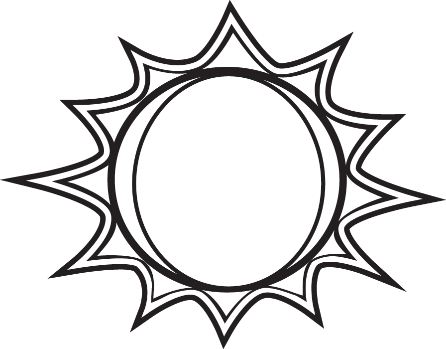 Sun Black And White Happy Sun Clipart Black And White - Clip Art Black And White (896x700), Png Download