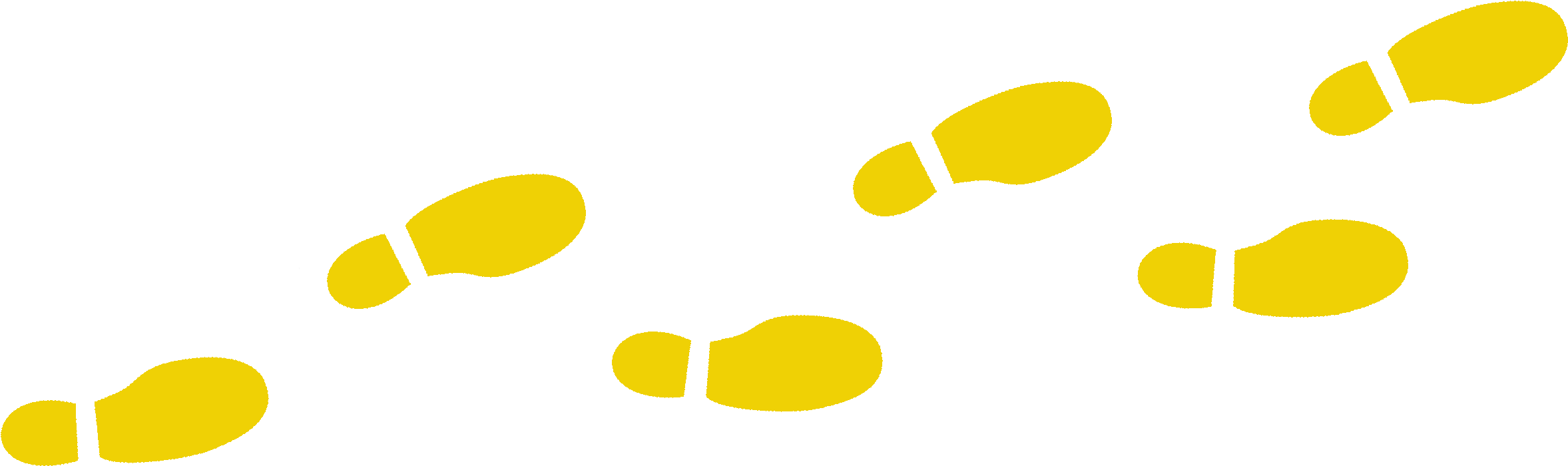 Yellow Foot Prints Treasure Hunt Wood Bros - Shoe Steps Clip Art (2519x916), Png Download