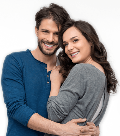 View Our Services Happy Couple With Beautiful Healthy - Hug Couple Png (407x461), Png Download