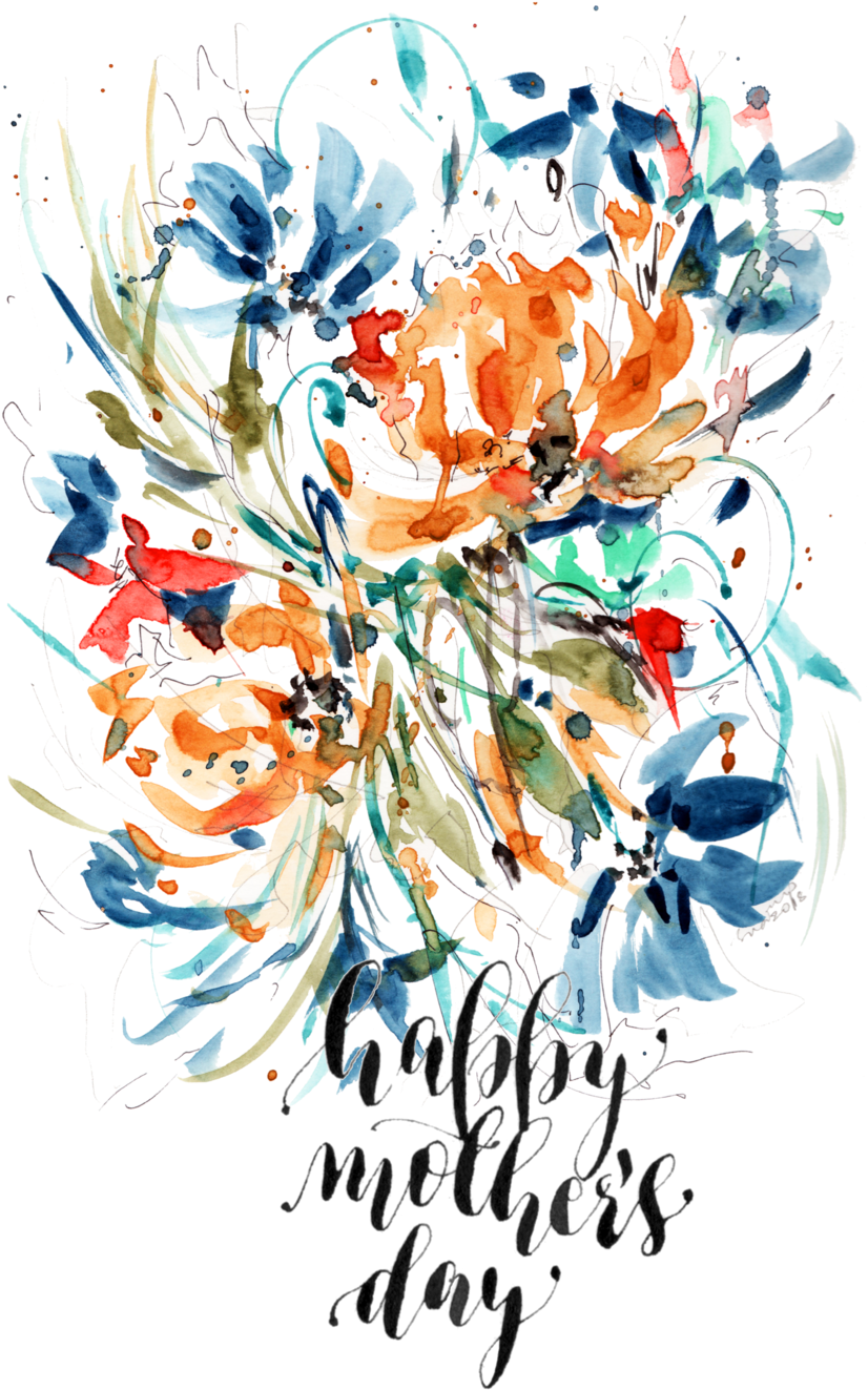 Happy Mothers Day - Floral Design (1000x1400), Png Download