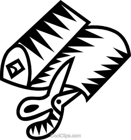 Scissors Cutting A Bolt Of Fabric Royalty Free Vector - Scissors Cutting Fabric Drawing (449x480), Png Download