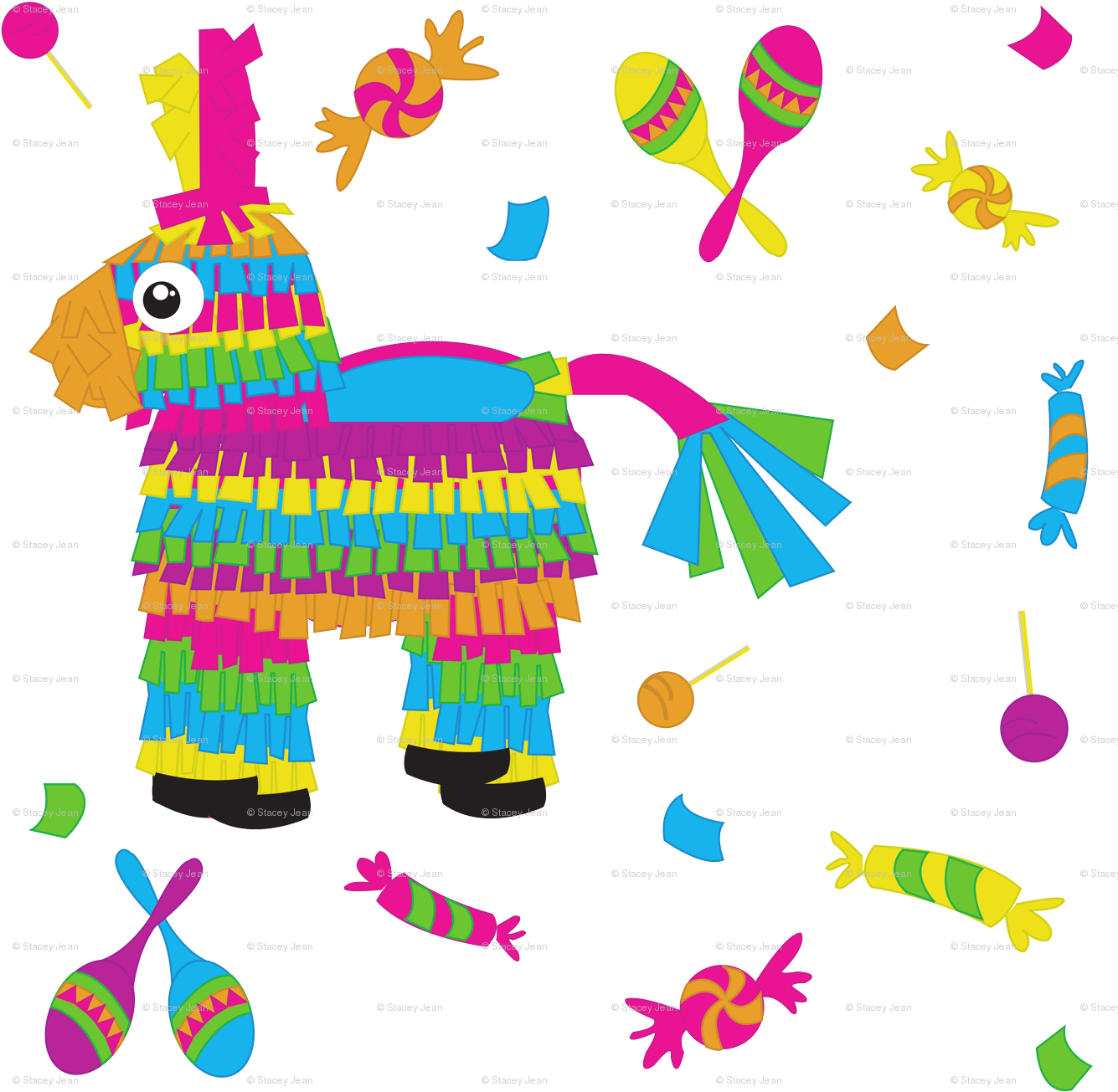 Confetti Fabric Pumpkinbones Spoonflower - Pinata Clipart Transparent (1350x1350), Png Download