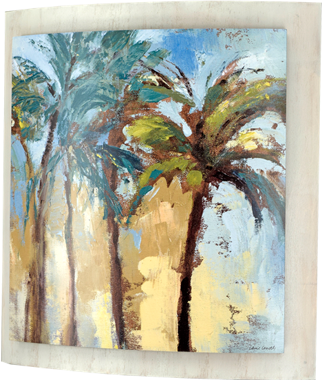 Remove Fabric Options - 29" X 51" Island Morning Palm Trees Textured Framed (487x487), Png Download