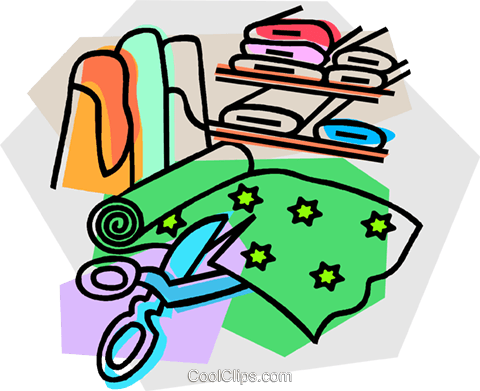 Cutting Fabric Royalty Free Vector Clip Art Illustration - Fabric Clipart (480x391), Png Download