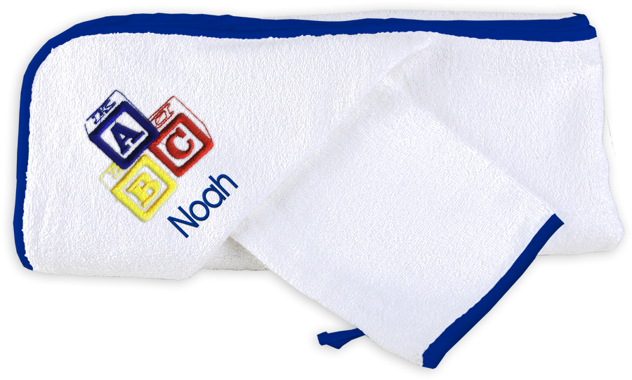 Personalized Hooded Towel Set With Abc Blocks Primary - Towel (1000x1000), Png Download