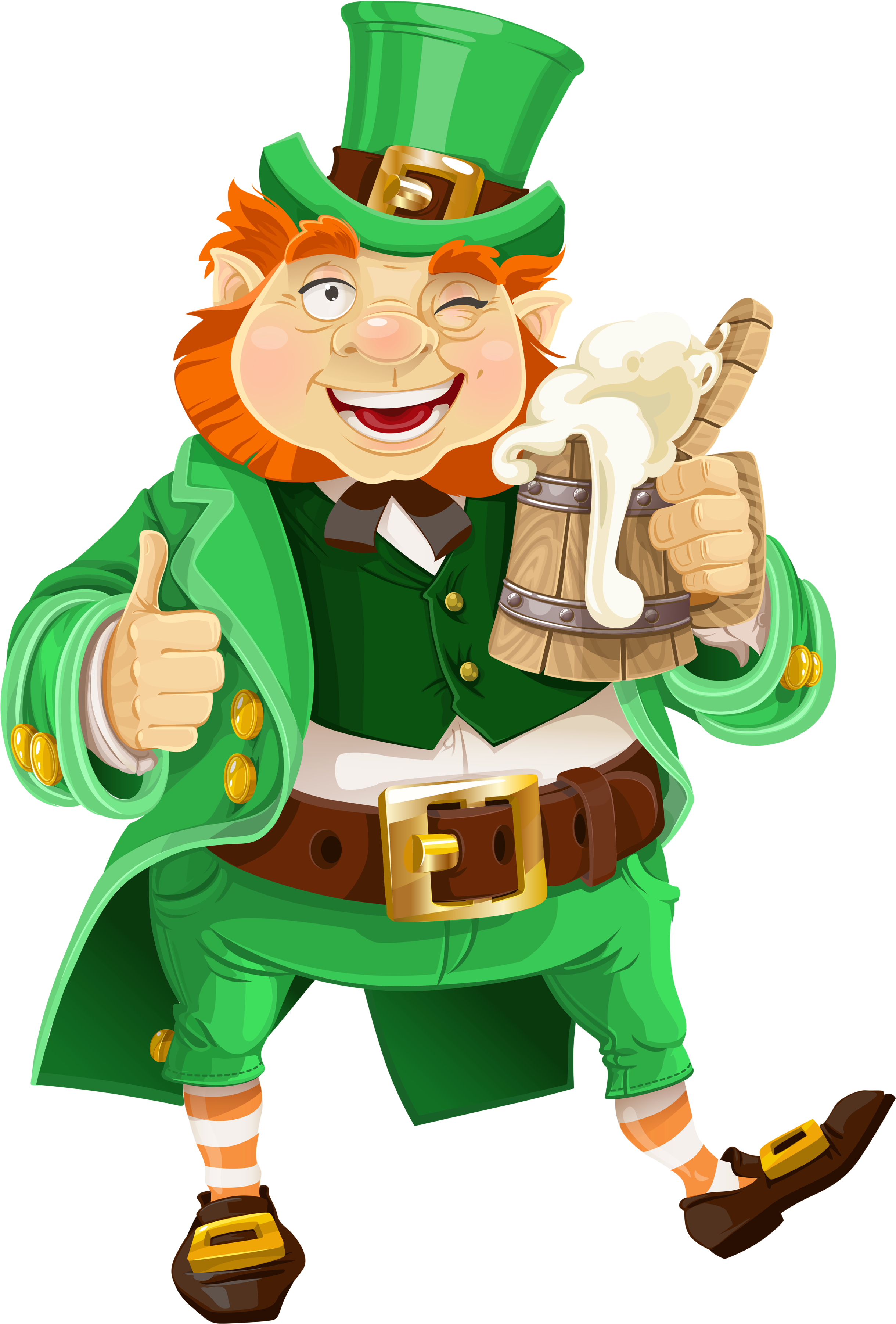 Vector Black And White Stock Irish Christmas Clipart - St Patrick's Day Leprechaun Beer (406x600), Png Download