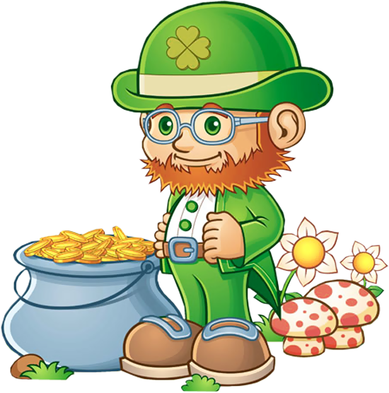 Leprechaun With Pot Of Gold Png Clipart - Leprechaun With Gold Clipart (550x556), Png Download