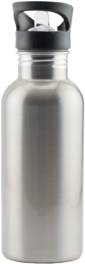 Silver Stainless Steel Water Bottle - Water Bottle (500x588), Png Download
