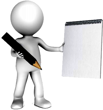 Picture Of A Man With Pen - Man With Pen And Paper (397x400), Png Download
