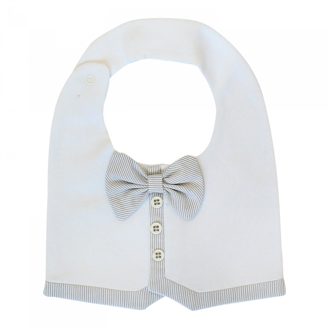 White And Grey Bib With Striped Bow-tie - Beanie (1100x1100), Png Download