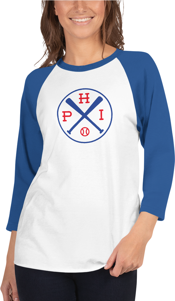 Philadelphia Baseball 3/4 Sleeve Raglan - Shirt (1000x1000), Png Download