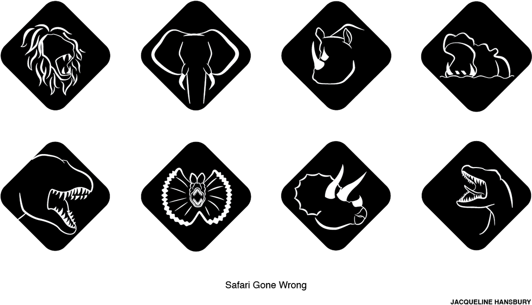 Pictograms Created For Normal Safari Animals And Reimagined - Geometric 4 Leaf Clover (1200x826), Png Download