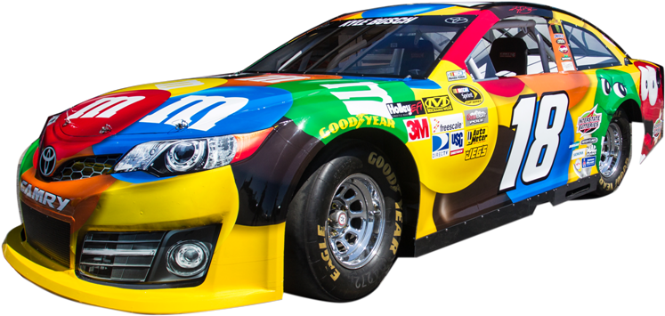 See The M&m's Nascar Of 2015 Champion Kyle Busch - Kyle Busch Race Car Png (796x411), Png Download