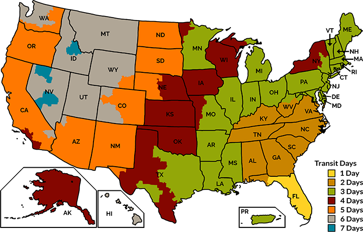 Complete Strut Assembly Free Shipping Ups Ground - Time Table Of Usa (722x462), Png Download