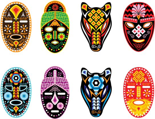 Huichol Mask Vector - Chameleon Pens Color Tops (700x490), Png Download