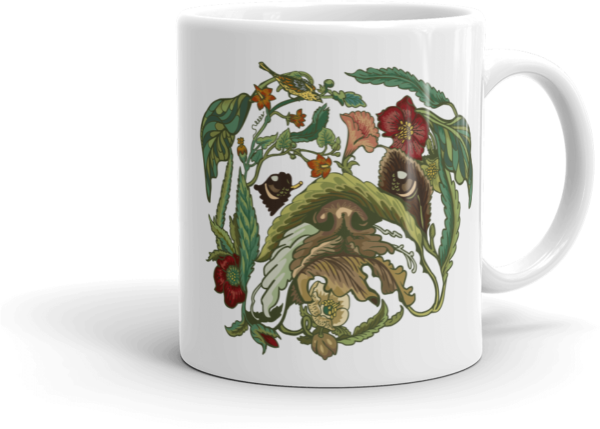 Botanical English Bulldog Mug - Bulldog (1000x1000), Png Download