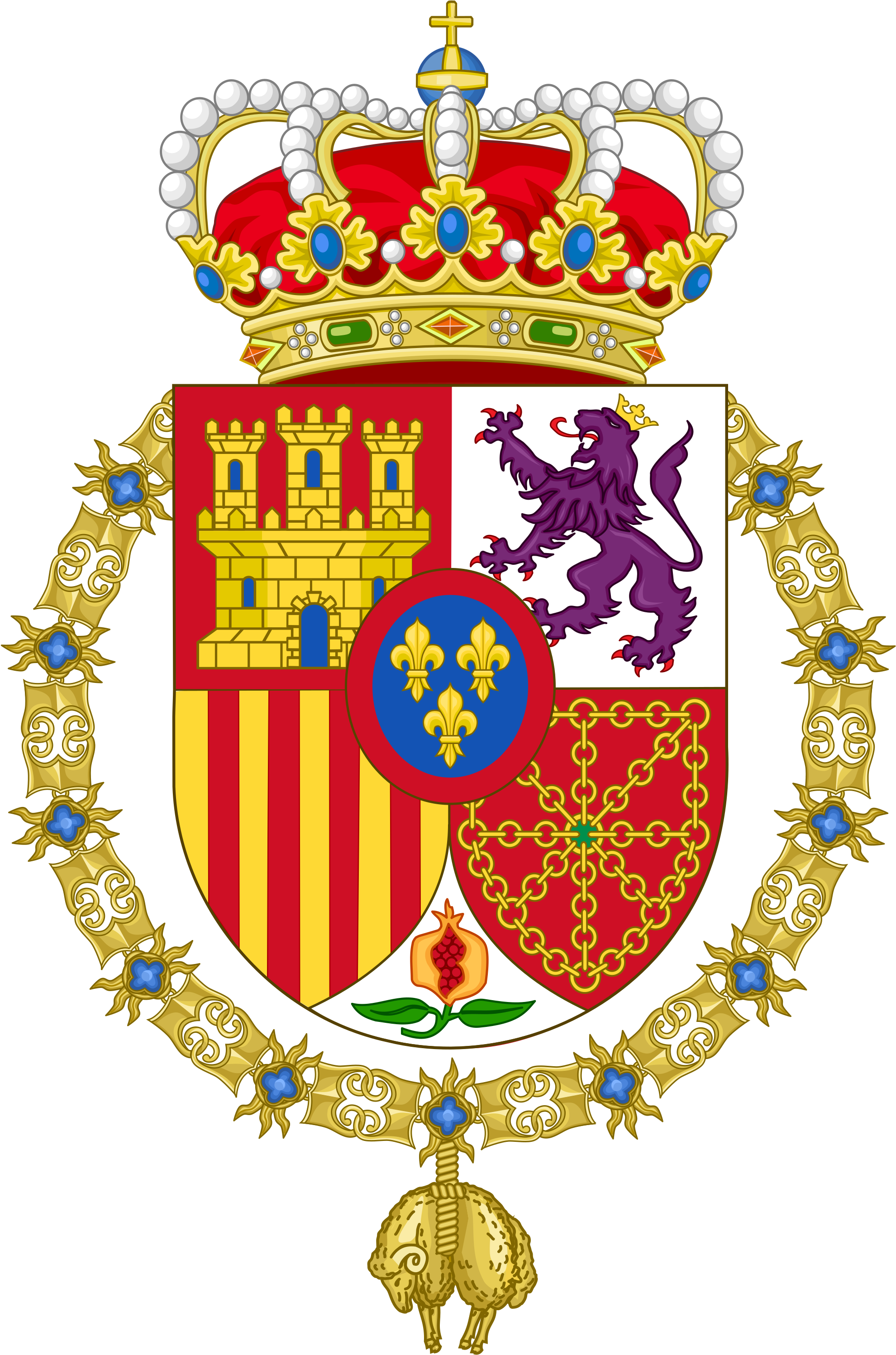 [ Img] - King Of Spain Coat Of Arms (2000x3013), Png Download