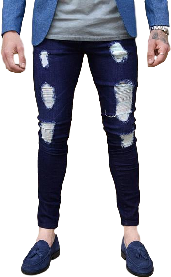 Slim Rip Repair Jeans - Mens Stylish Jeans (600x600), Png Download