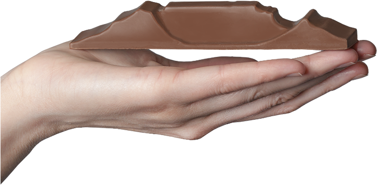 Hand With Chocolate Png (773x411), Png Download