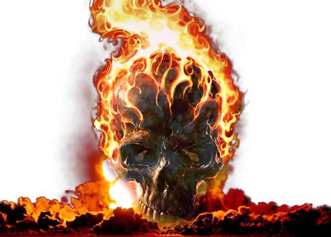 Skull-021 - Skulls On Fire Png (671x480), Png Download