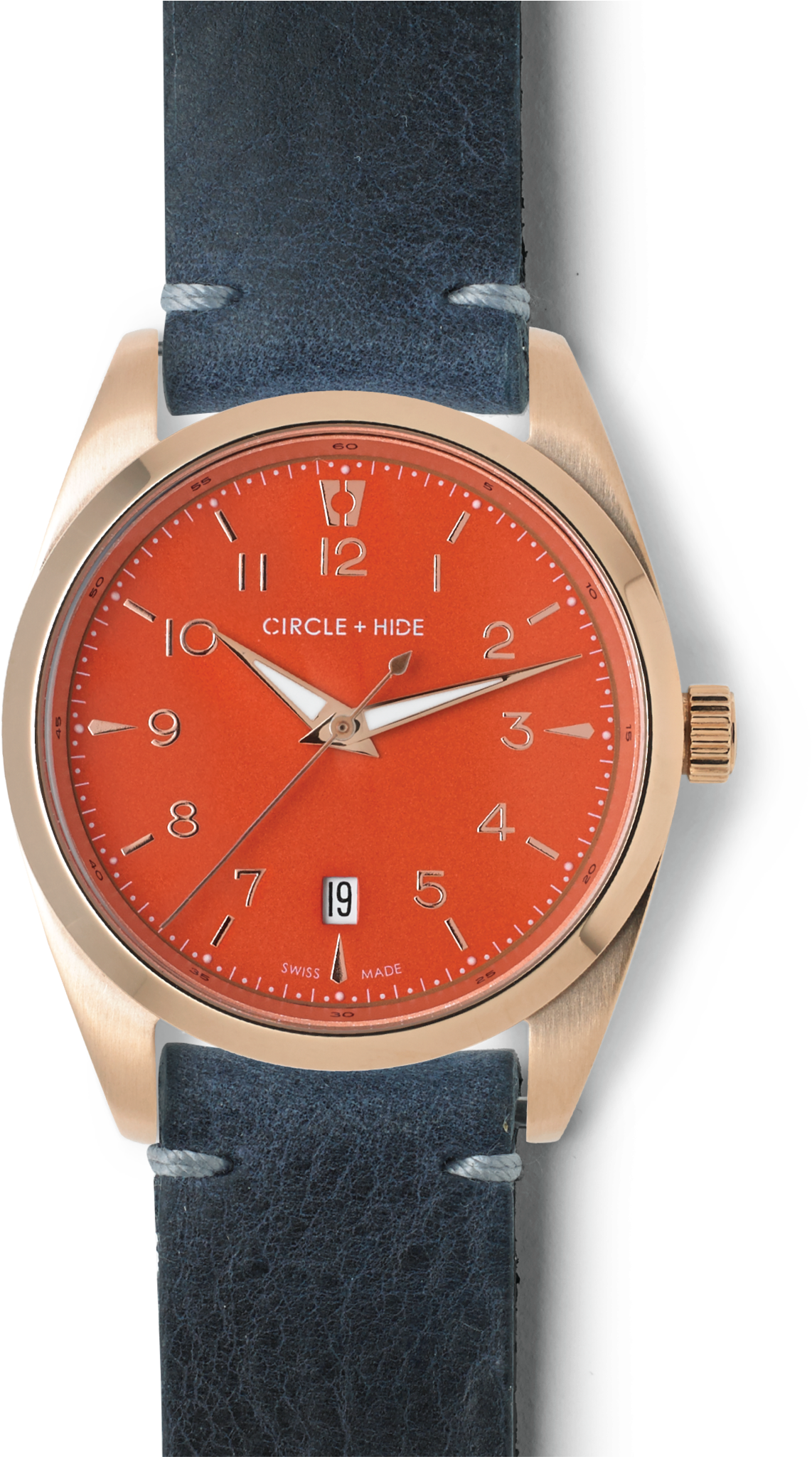 Rose Gold Watch Flame Dial Navy Leather Band - Strap (2048x2048), Png Download