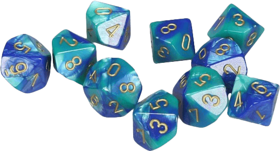 Gemini Polyhedral Blue Teal Gold X10 - Dice (709x709), Png Download