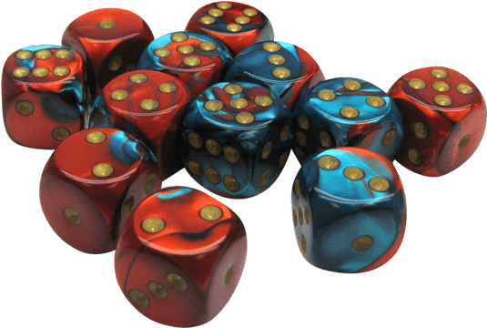 Gemini Polyhedral Red Teal Gold X12 - Dice (709x709), Png Download